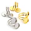 5pcs 12mm Stainless Steel Gold Plated Adjustable Ring Settings Blank Base,Fit 12mm Glass Cabochons Buttons Ring Bezels