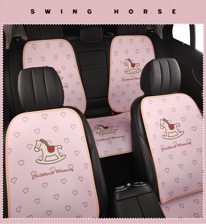 Cute Horse Cartoon Car Seat Cushion for Volkswagen Golf, T-Cross, T-Roc, Tayron, Bora - All Seasons