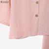 ZANZEA Women Casual Two Piece Set 3/4 Sleeve Button Up Shirt and Wide Leg Long Pants Loose Matching Outfits