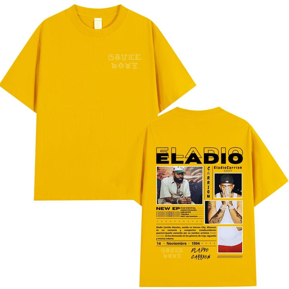 Eladio Carrion Sauce Boyz Album Graphic T-shirts Mens Women Clothing Fashion Hip Hop T Shirts Casual Cotton Short Sleeve T-shirt