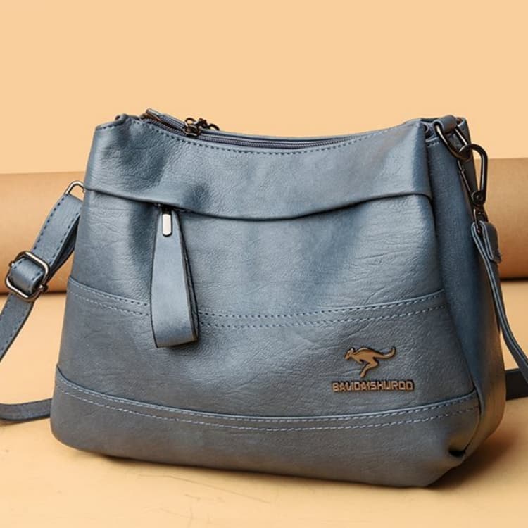 

Soft leather multi-compartment messenger bag women s shoulder bag peacock синього кольору