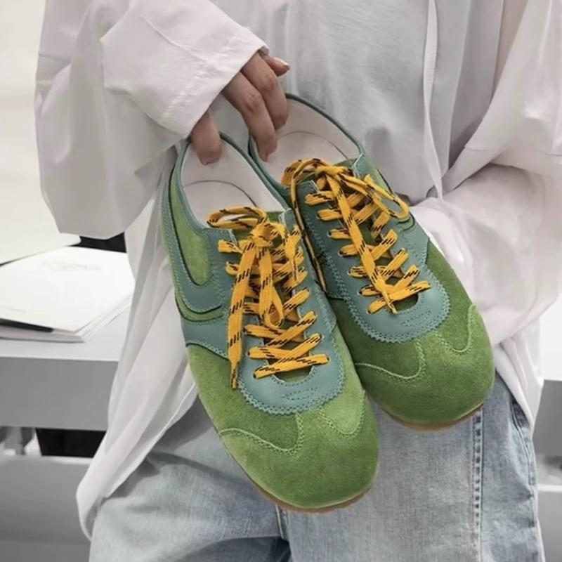 Green Retro German Training Shoes Women's 2025 New Summer Breathable Thin Versatile Height-increasing Flat-bottomed Sports and Leisure Shoes