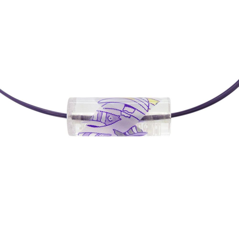Used AUTHENTIC HERMES fish RicineChoker purple/clear plastic/wire