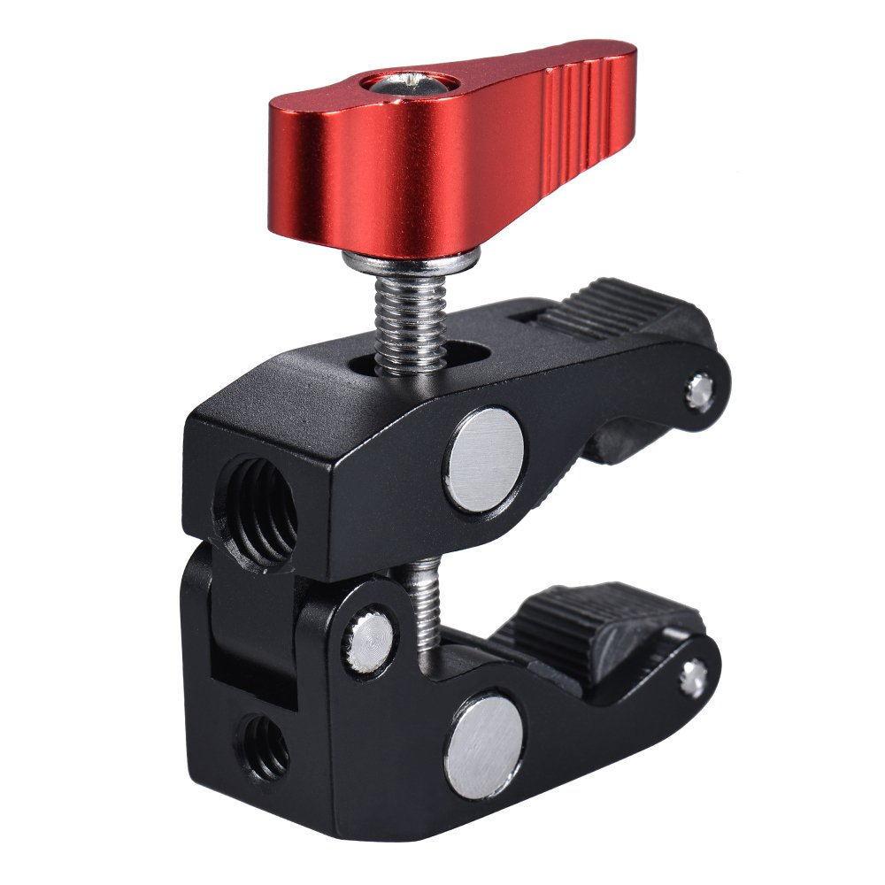 Metal Multi-function Ball Head Clamp Ball Mount Magic Arm Super Clamp w/ 1/4"-20 Thread for Camera Cage Rig Monitor/LED Lig