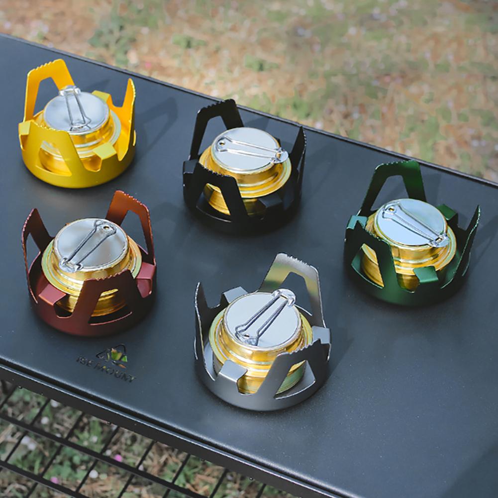 Portable Mini Alcohol Stove Adjustable Firepower Gasoline Stove Aluminum Alloy Bracket 360 Degree Combustion for Outdoor Picnic