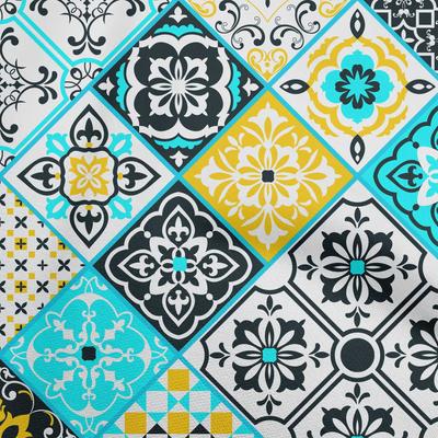 Cotton Flex Dark Teal Blue Fabric Abstract Traditional Fabric For Sewing Printed Craft Fabric By The Yard 40 Inch