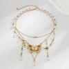 Women Necklace Multi Layer Chain Imitation Pearls Decor Butterflies Charm Choker Necklace Adjustable Length Neck Jewelry