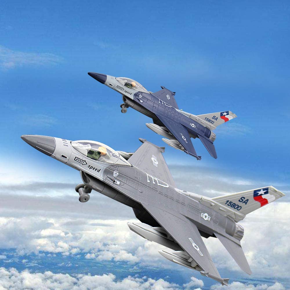Diecast F16 Bojové letadlo Falcon Model letadla Armádní letectvo Hračky Vojenské letadlo Zatáhněte se světly a zvuky