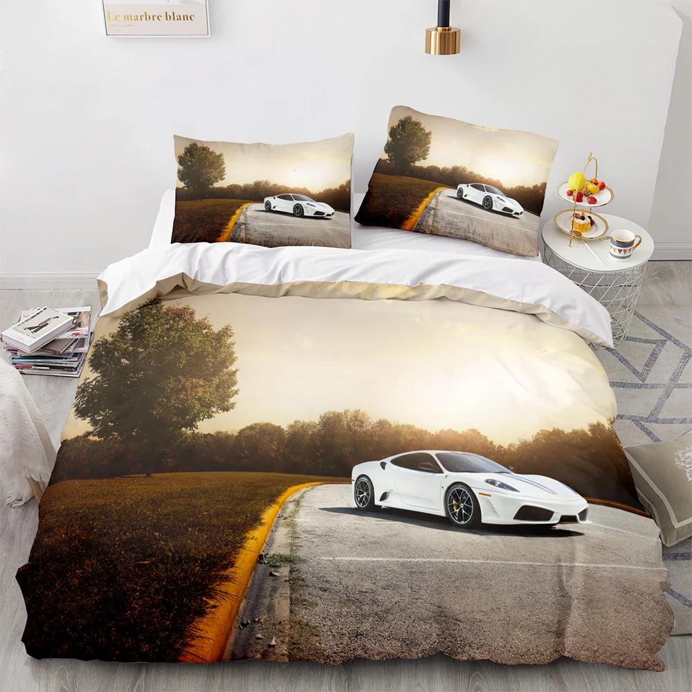 Sports Car Racing Bedding Set Single/Twin/Full/Queen/King Size SUV Truck Duvet Cover Set Aldult Kid Bedroom Supper Sports Car