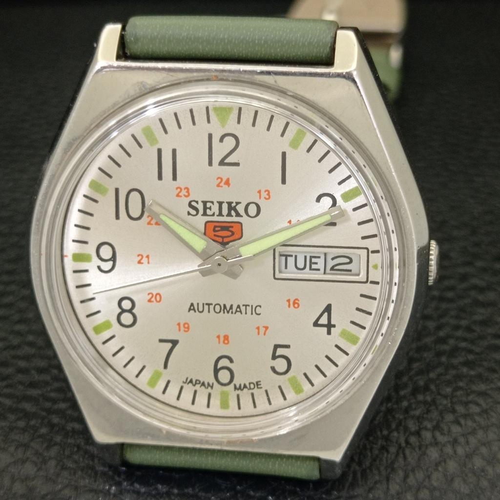 SEIKO 5 AUTOMATIC JAPAN MENS 6309A VINTAGE SILVER COLOR DIAL WATCH a701228-5 R206a-a701228