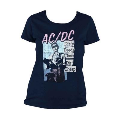 Womens/Ladies Dirty Deeds Done Dirt Cheap Vintage T-Shirt