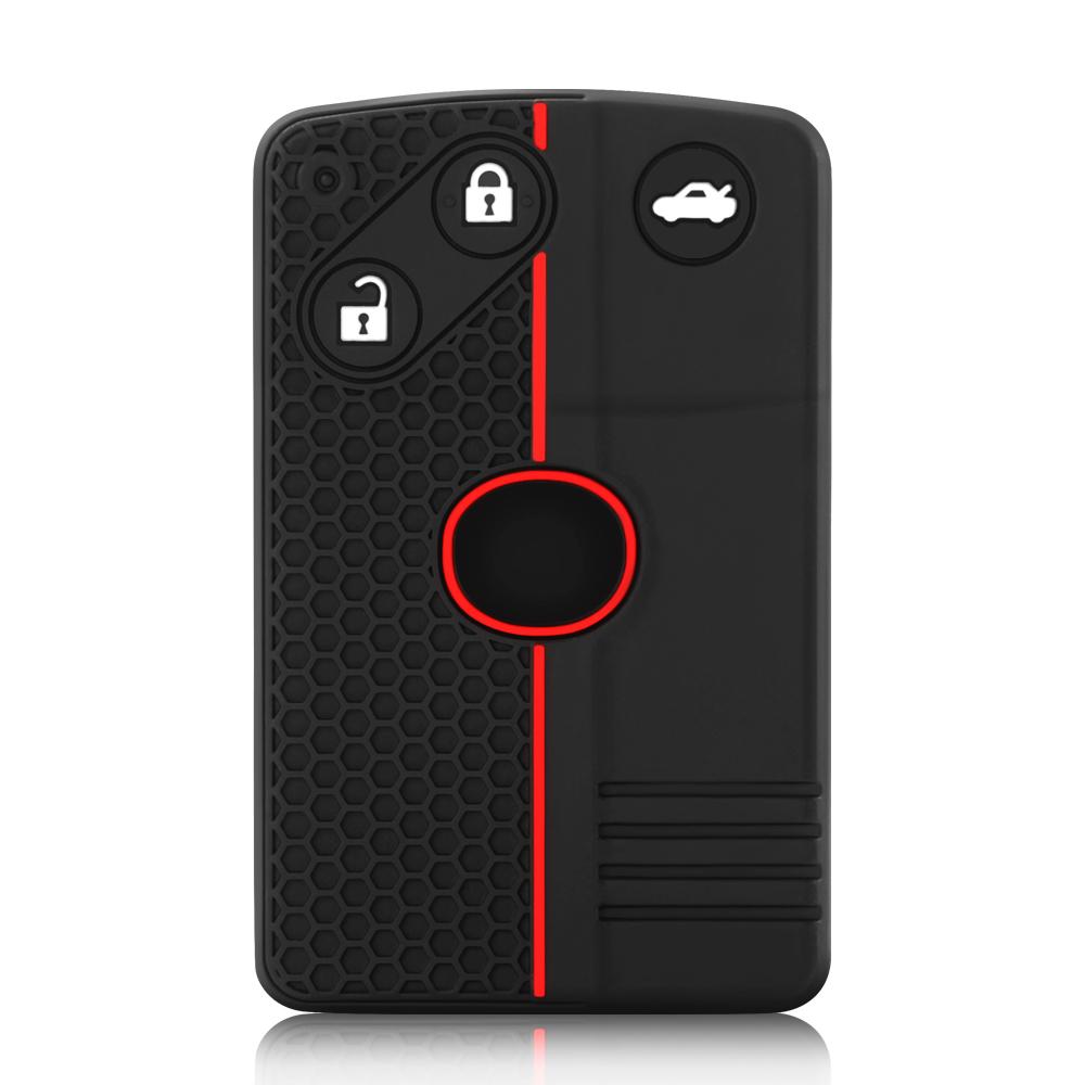 Silikongummi bilnøkkeldeksel etui holder skall hudsett for Mazda 3 5 6 8 M8 CX-7 CX-9 2 knapper smartkort fjernkontroll nøkkelbrikke
