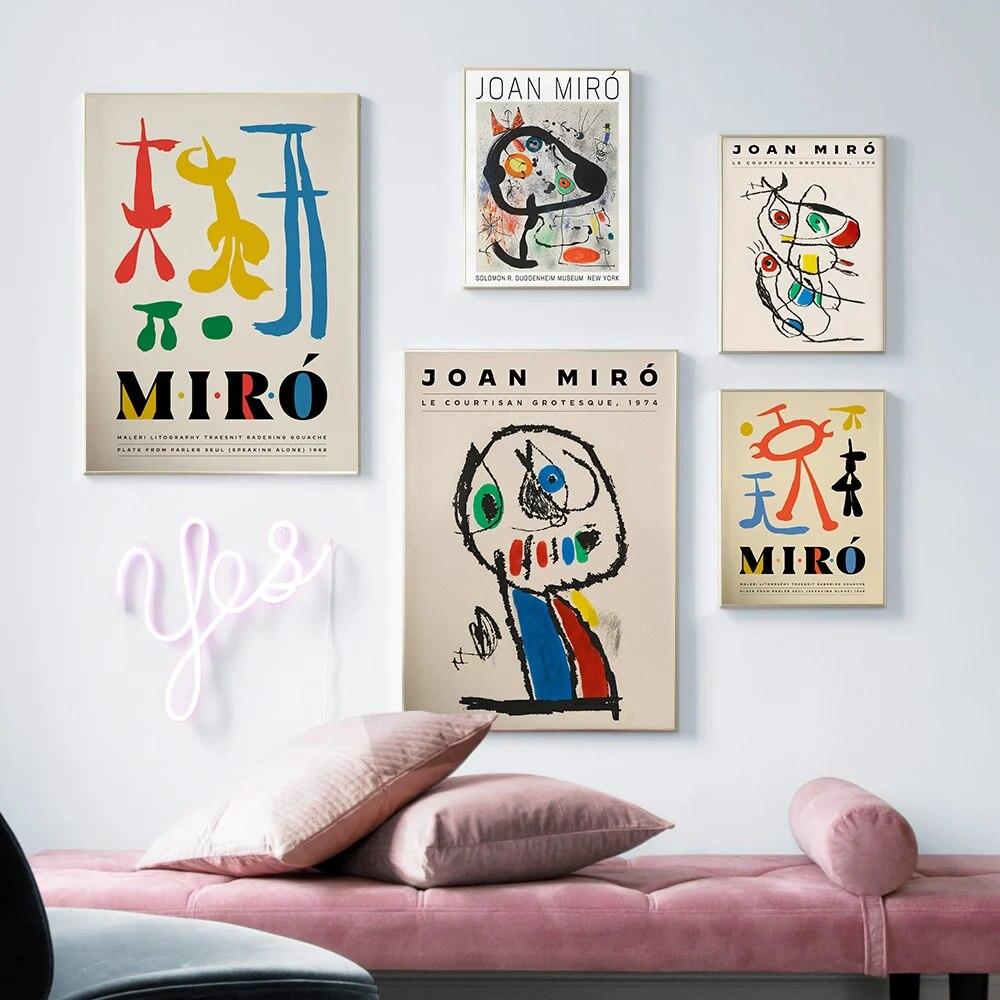 Joan Miro Vintage Abstract Expoziție Artă de Perete Pictură pe Pânză Postere și Printuri Nordice Imagini de Perete pentru Living Decor Acasă Fără Ramă