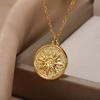 Gothic Vintage Sun Pendant Necklace For Women Men Gold Color 316L Stainless Steel Necklace Couple Jewelry Collar Accessories