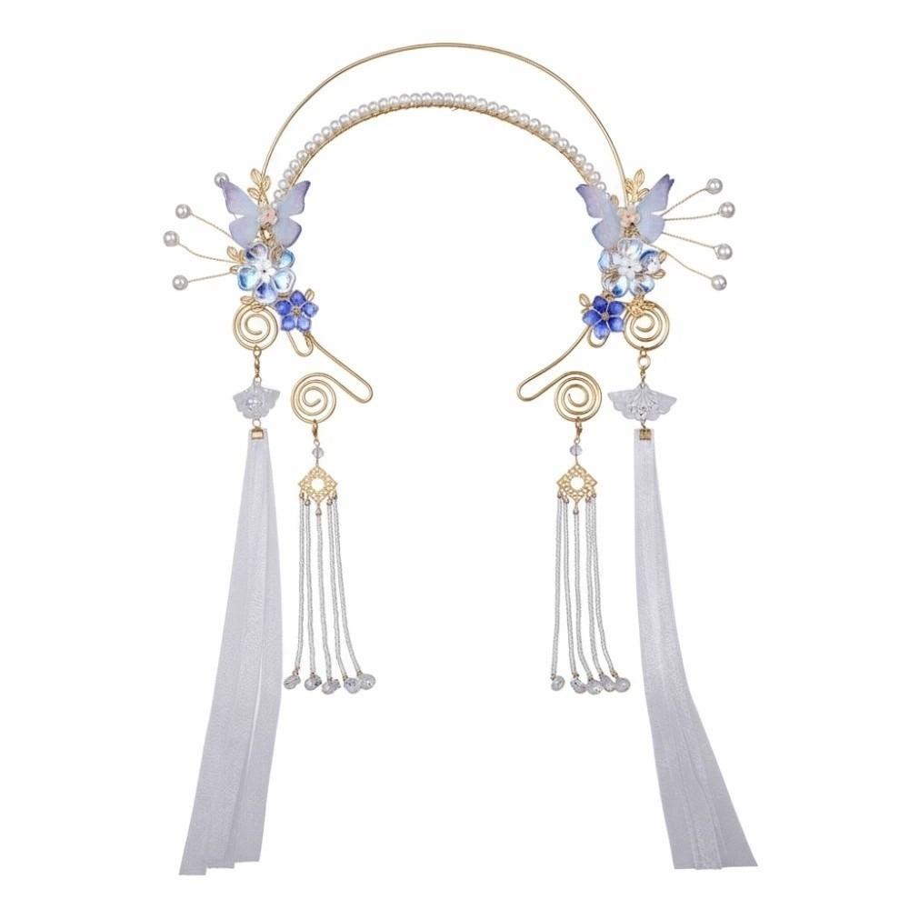 Crystal Chinese Ancient Hairband Beads Swaying Fairy Headwear Hanfu Tassel Hair Hoop  Cheongsam
