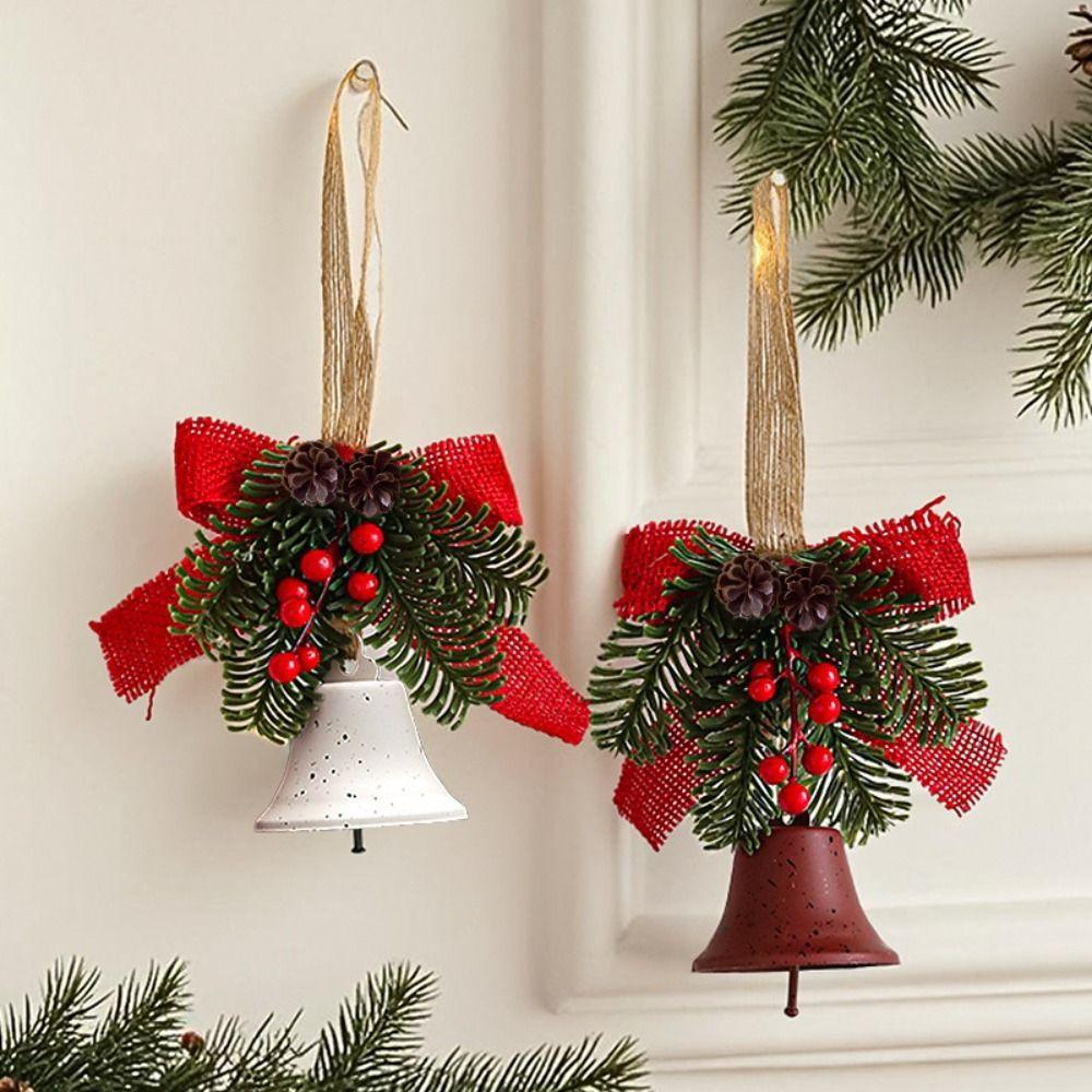 Creative Christmas Bell Pendant Exquisite Retro Xmas Tree Pendant Crisp Sound Artificial Pine Christmas Jingle Bells