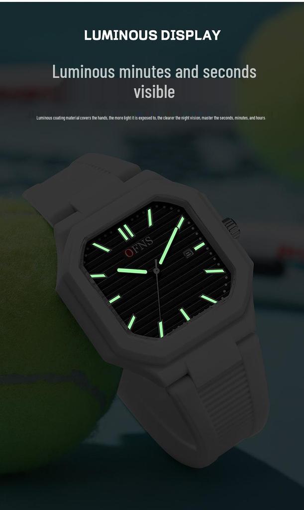 Unisex Luminous Square Quartz Wristwatch with Calendar