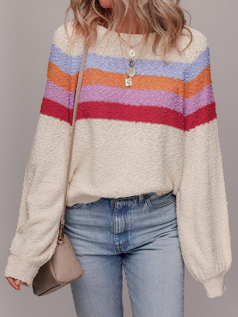 2025 Autumn Women's Dopamine Print Round Neck Pullover Sweater - European & American Style