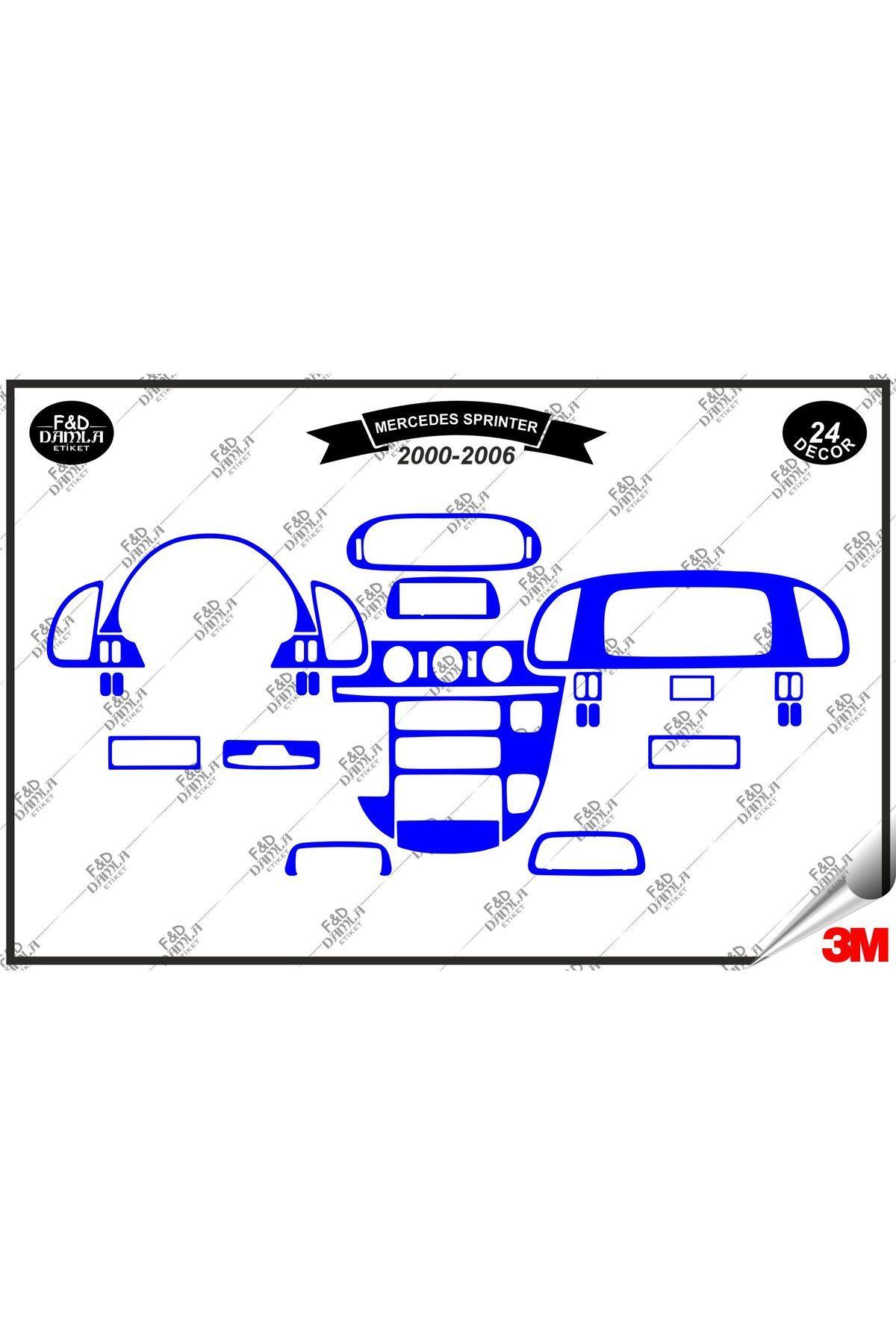 

Mercedes Sprinter 2000-2006 Torpido Konsol Trim Göğüs Maun Kaplama Set 24 Parça Mavi