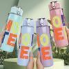 1PC Monster Colorful Block Letter 750ml Color Plastic Sports Water Bottle Leakproof Flip Straw Lid Suitable for Sports Office Home Use