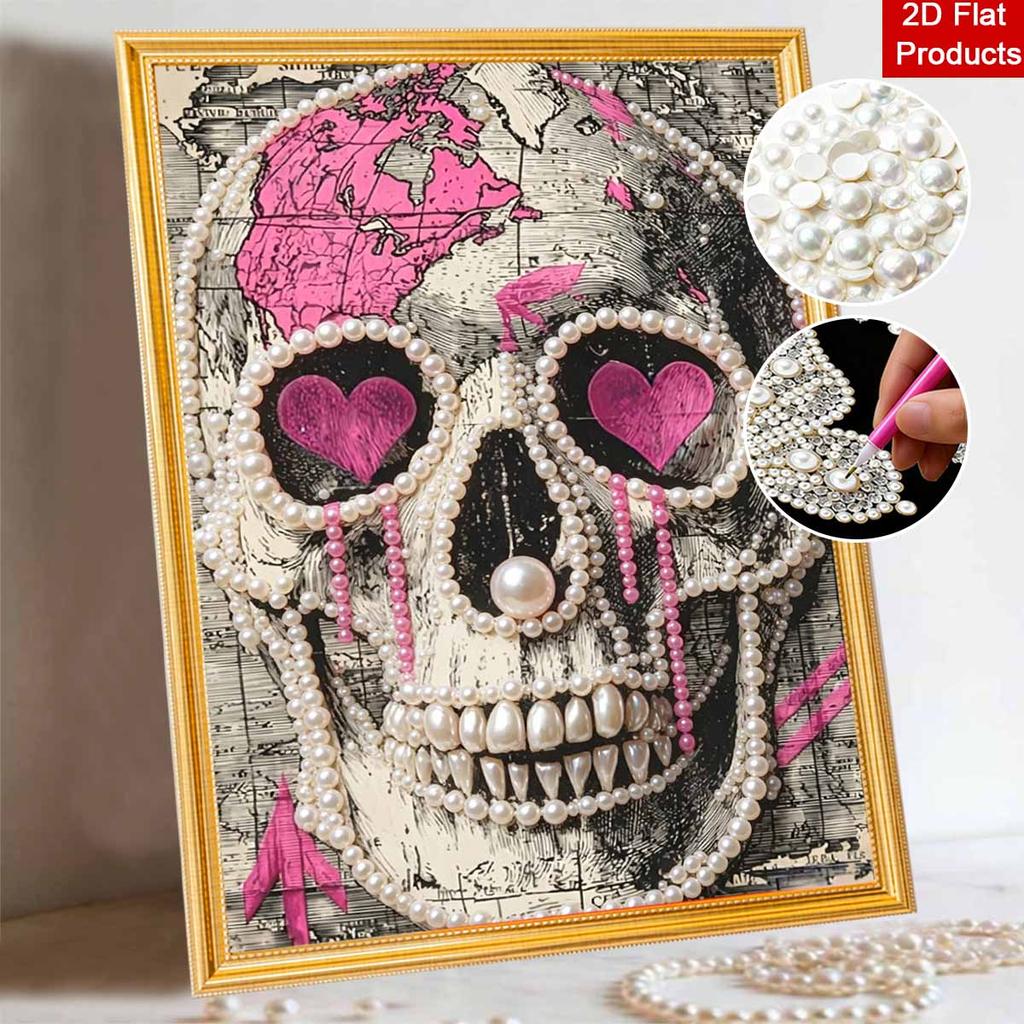 Halloween Pink Heart Map Pearl Painting Art Full Pearl Handmade Diy Home Decorations