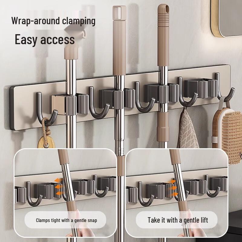 Stainless Steel Wall-Mounted Mop and Broom Holder