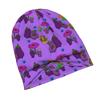 2D Flat Printing Eggplant Love Flowers Urban Inspired Adult Beanie Fits Well with Layered Looks Morning Coffee Walks Or Creative Spaces with Artistic