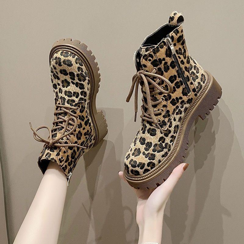 Fashion Woman Short Shoes Round Toe Autumn Winter Biker Ankle Boots for Women Print On Offer Chic and Elegant Y2k Booties Goth New Rock