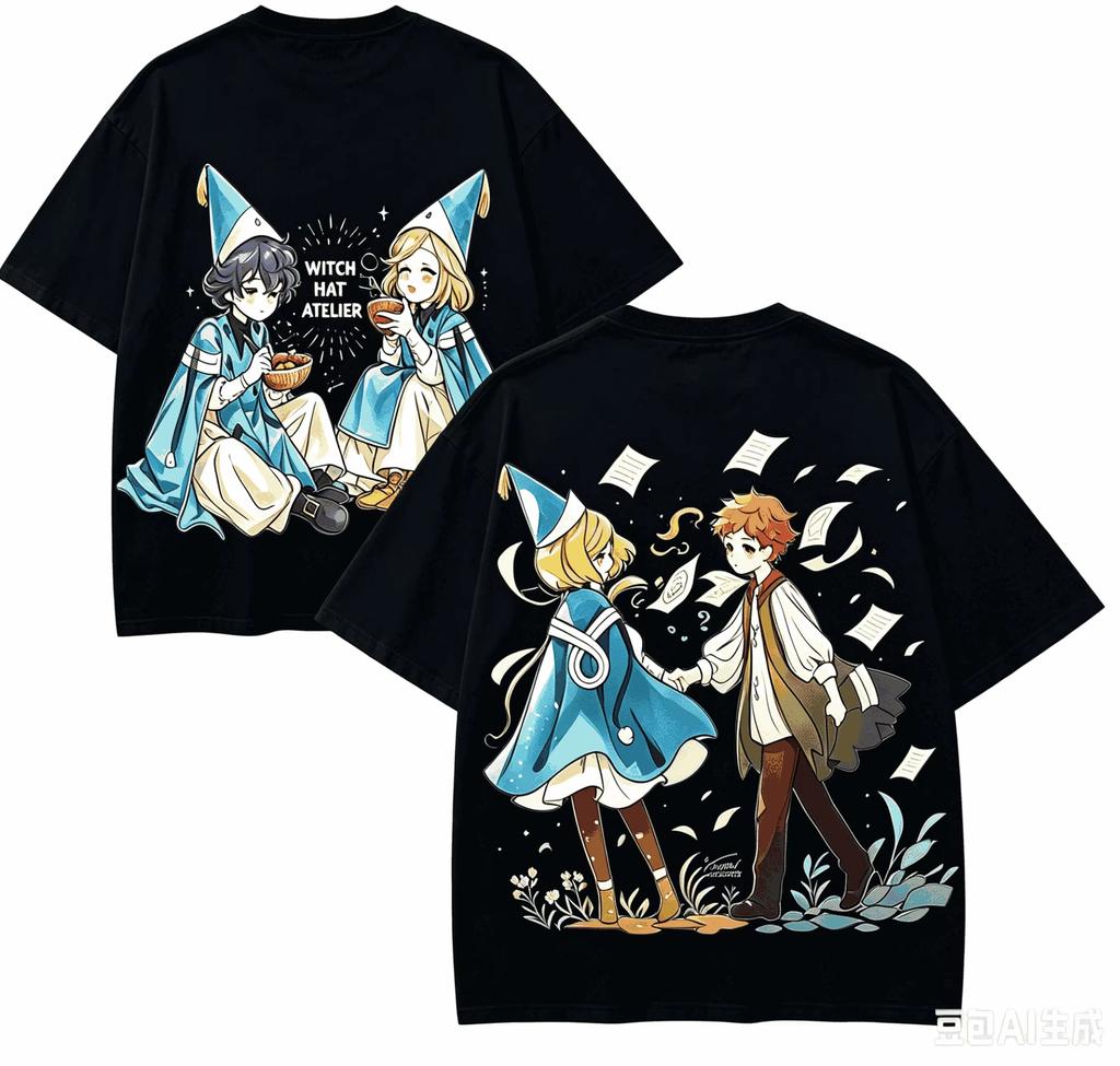 Witch Hat Atelier Coco Qifrey Agott Tetia Richeh Olruggio Kamome Shirahama Anime Unisexga Ensemble Cast Graphic Print Double Hot