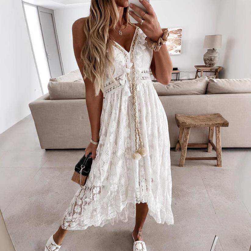 European and American Lace Camisole Swing Dress: Evening and Beachwear Collection 2022