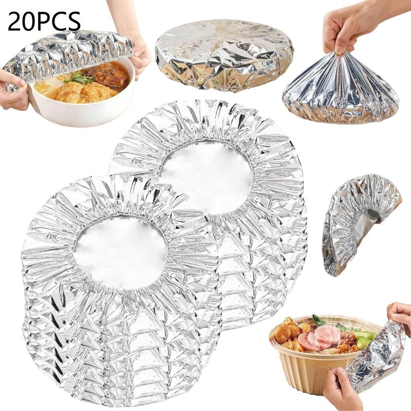 Durable Reusable Aluminum Foil Food Covers 20pcs Food Grade Oil Proof Lids Perfect for Home Kitchen Party Food Fresh Keeping