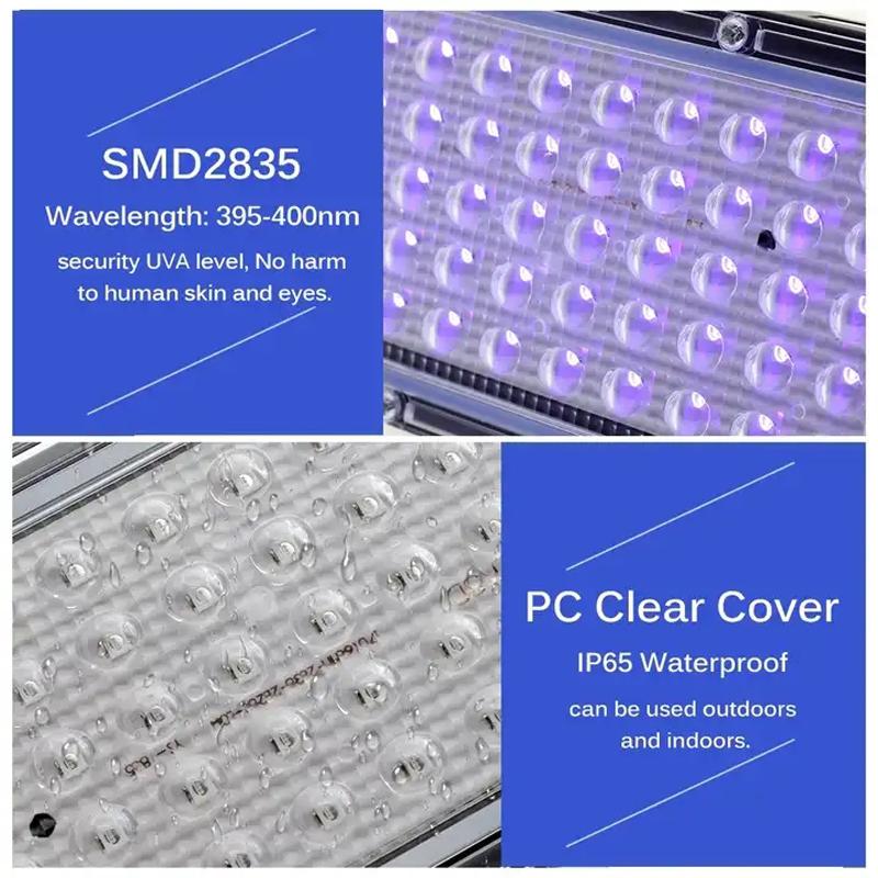 50W 100W 200W UV Flood Light AC220V 395nm 400nm Ultraviolet Fluorescent Stage Lamp With EU Plug For Bar Dance Party Blacklight