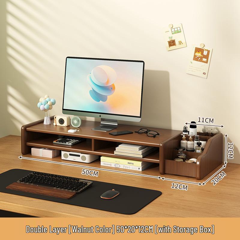 Monitor Riser Desktop Stand with Storage Shelves