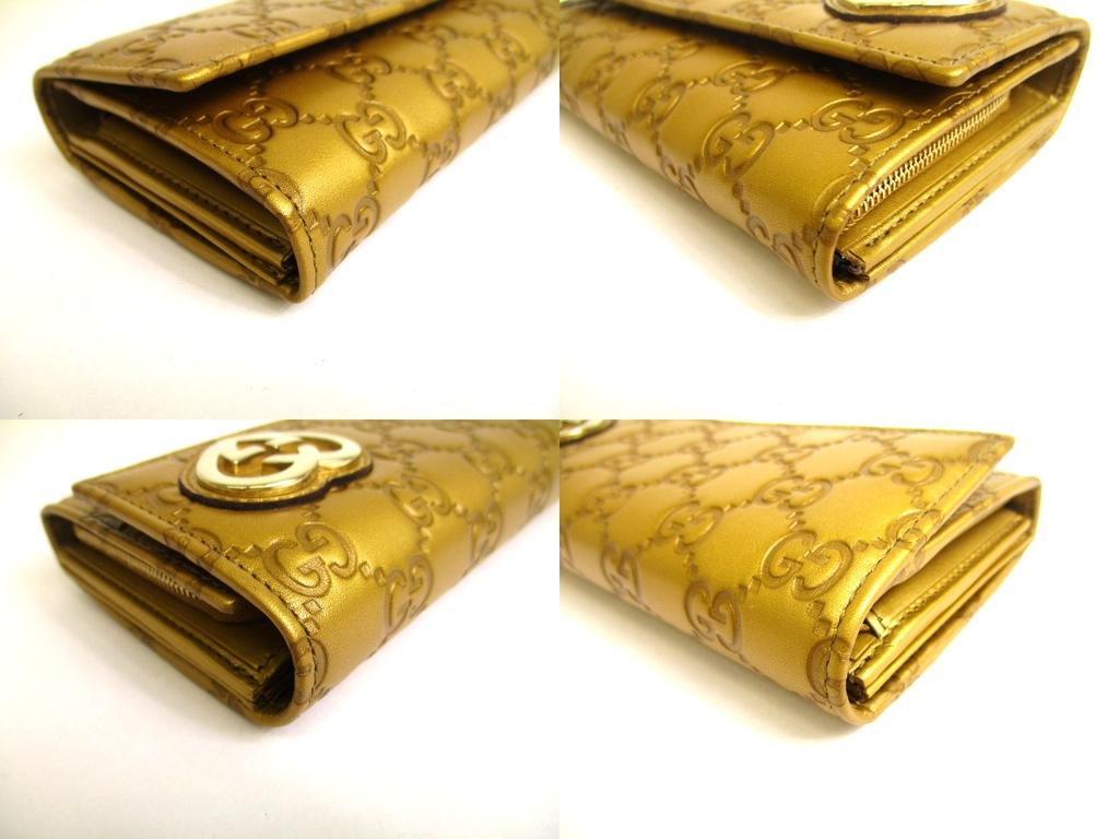 Authentic GUCCI Guccissima Gold Leather Heart Motif Flap Wallet #a776  Refurbished