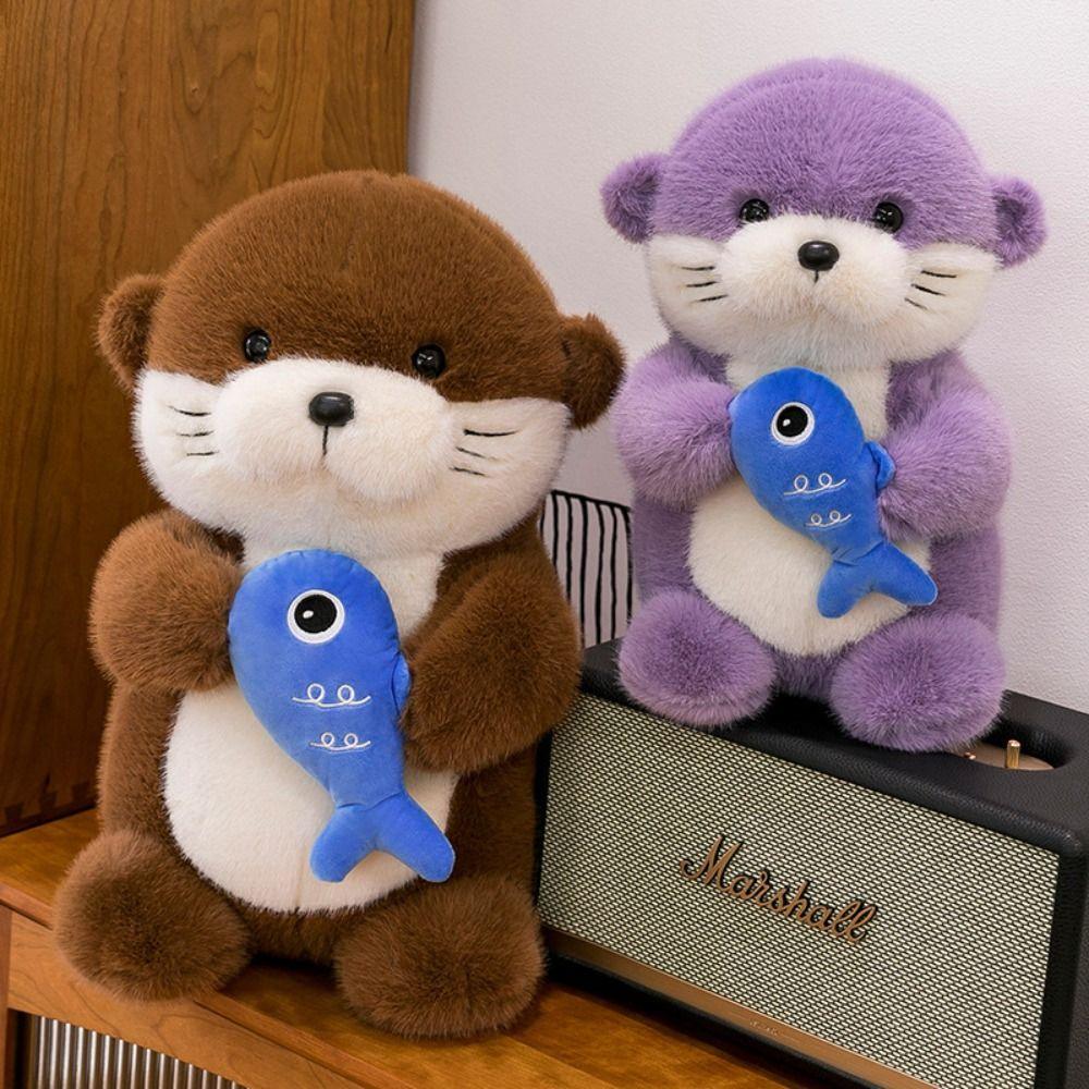 Collection Holding Fish Otter Doll Soft Stuffed Otter Doll Pillow  Children Girls Boys