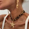 Ethnic Multilayer Velvet Chain Necklace Women  Fashion Metal Conch Starfish Heart Pendant Neck Jewelry