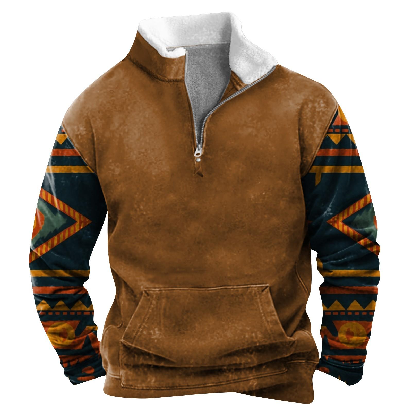 Весенне-осенняя мужская толстовка с воротником-стойкой на открытом воздухе повседневные свитера топы L коричневый 2490₽