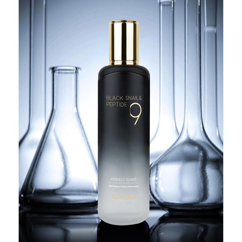 [Farmstay] Black Snail & Peptide 9 Perfect Toner 120ml + Emulsion 120ml