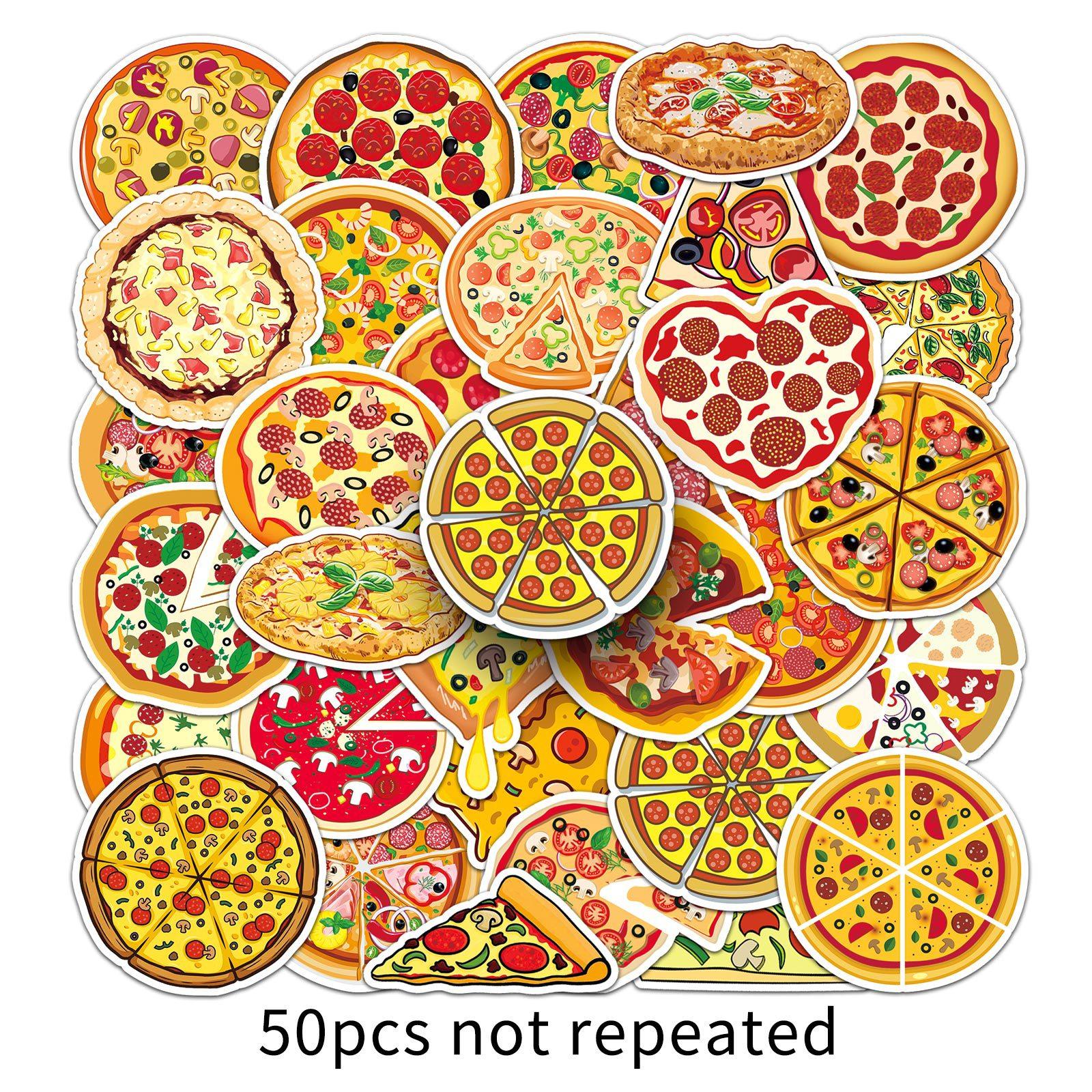

50 Pieces of Pizza Cartoon Food Goo Card Hand Book Guitar Notebook Suitcase Graffiti Sticker 50 pieces of stickers