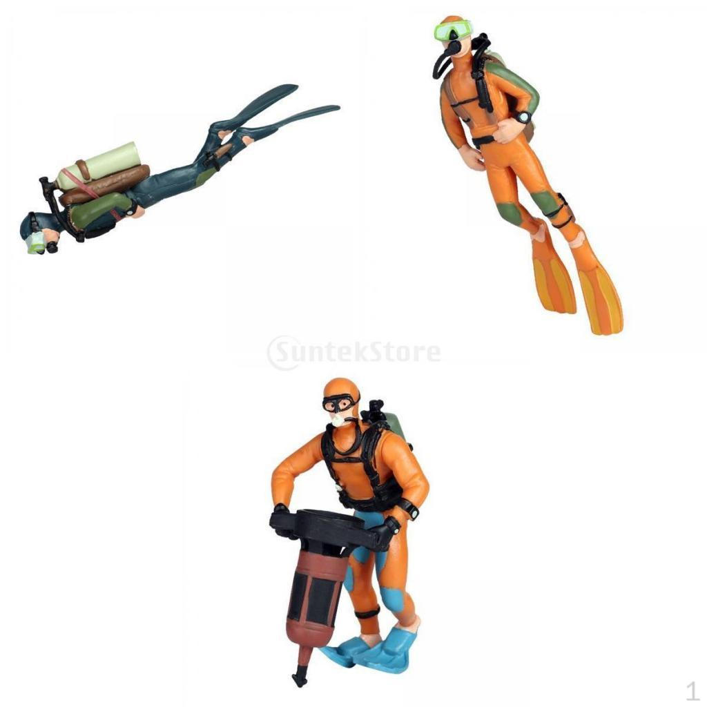 3x Miniature Diver Figure Diving Ornaments Underwater World Decor