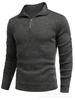 Mens Long Sleeve Zip Up Solid Casual Polo Shirt