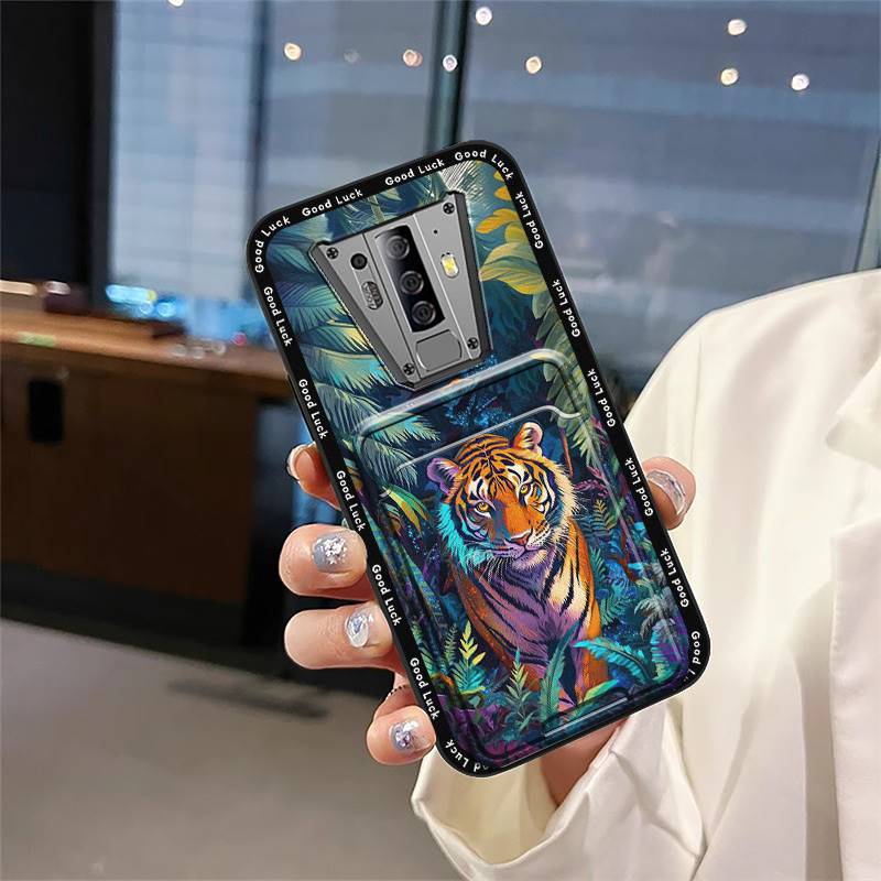 Cartoon Back Cover Phone Case For Blackview BV6900 Card Bag Graffiti Waterproof Soft Case Card Slot Silicone Shockproof