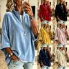 Women Velvet Top V Neck Long Sleeve Loose Fit Soft Fabric