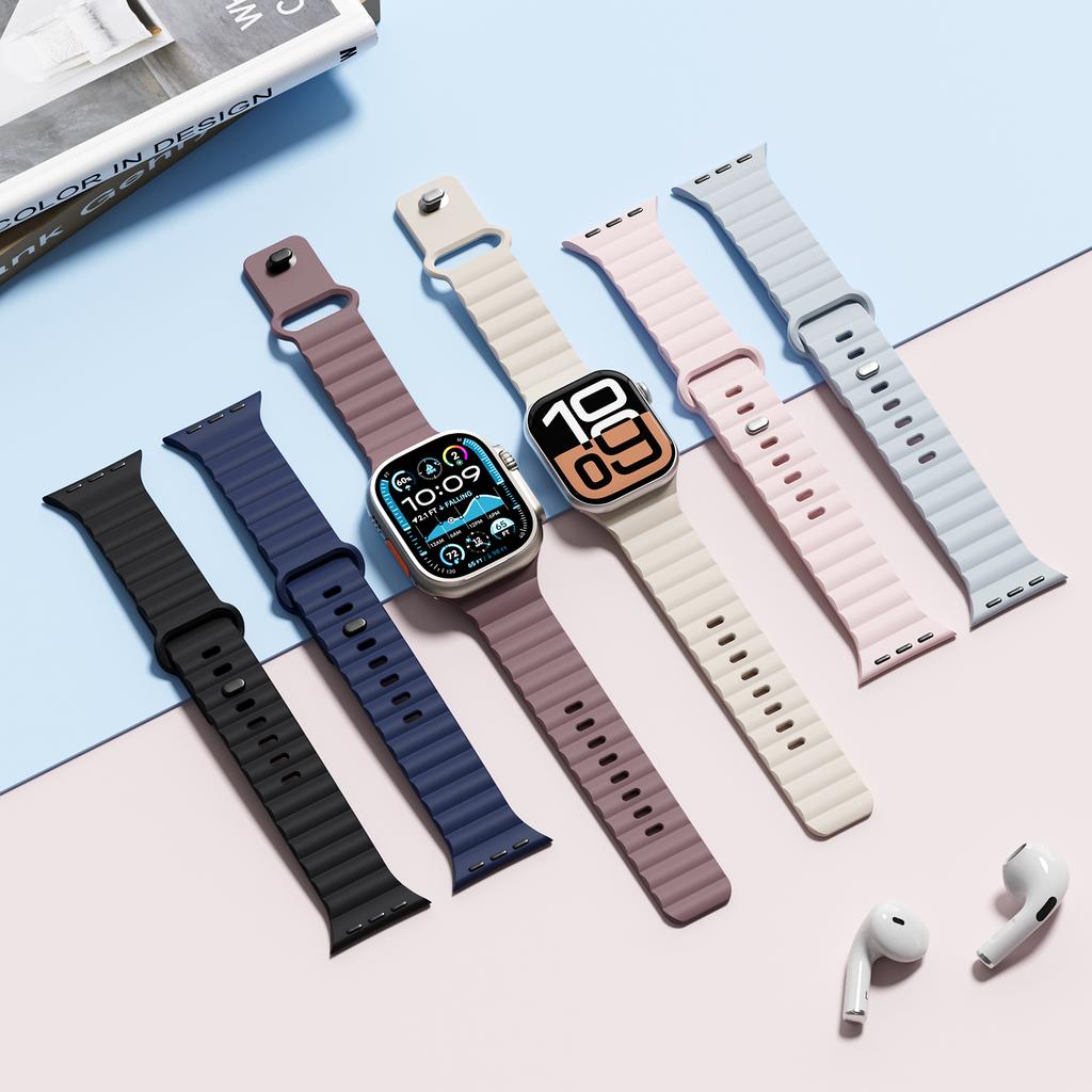Sport Silicone Straps for Apple Watch Band 44mm 40mm 46mm 41mm 49mm 42mm 45mm Correas Bracelet iWatch Ultra 2 Series 10 9 8 7 SE