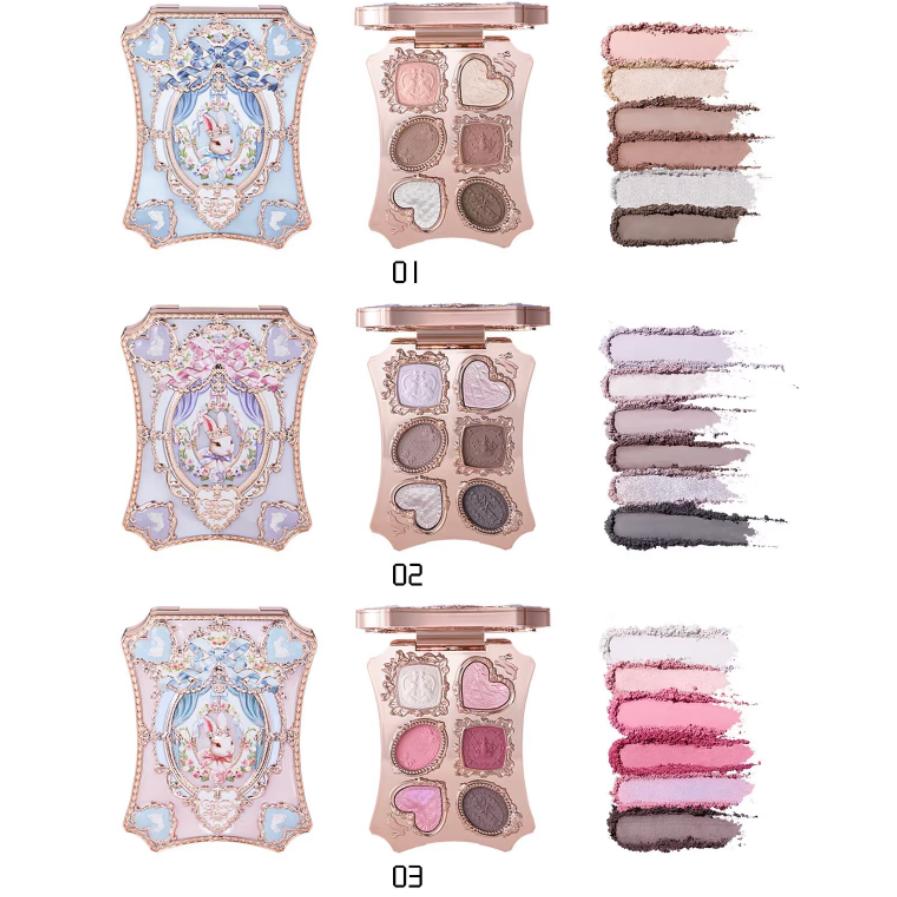 Flower Knows Makeup Gift Box Shimmer Eye Shadow Palette,Eyeliner Cupid Lipstick Full Coverage Concealer All-in-One Beauty Kit