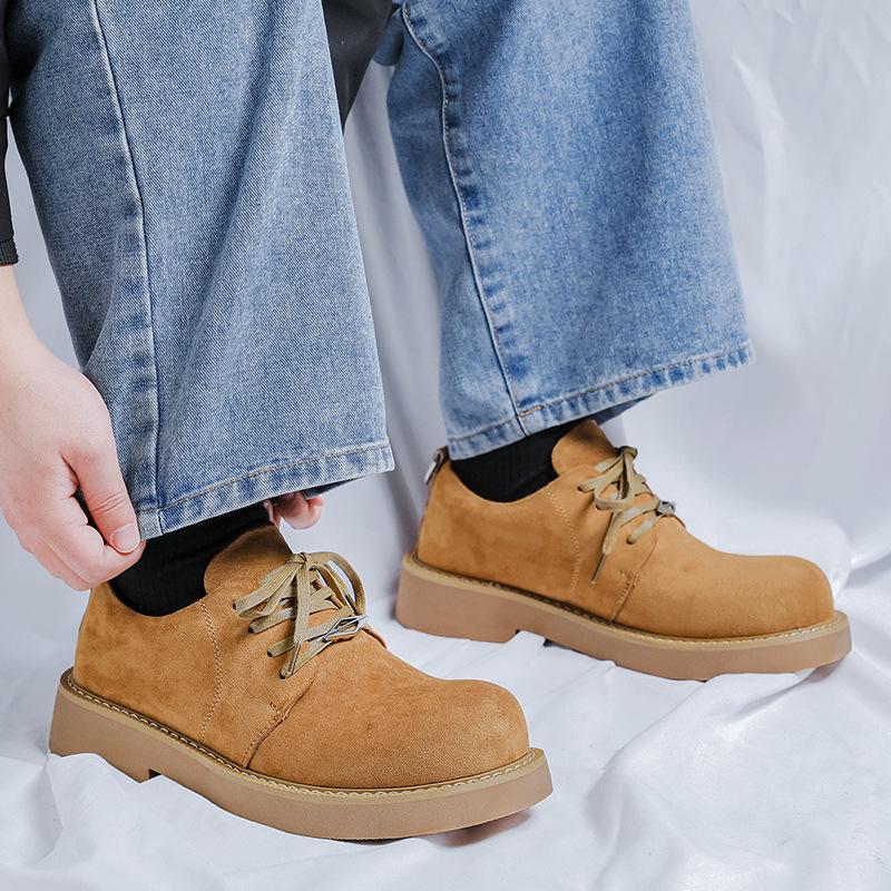 Derby shoes big head leather shoes 2025 new platform heightening British style retro tooling versatile men's shoes 2522-R