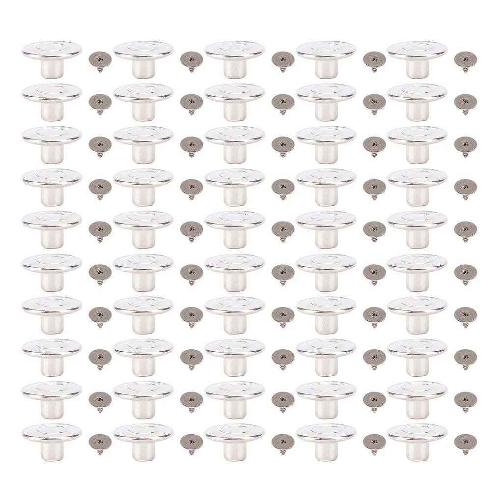 50 Sets Pants Buttons 17mm Stainless Steel Round Cap Pointed Screw Combo Thread Rivet Buttons for
