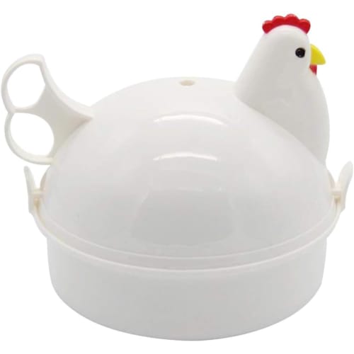 FGAJKG Chicken-Patterned Egg Boiler, Holds 4 Eggs, Microwave-Safe, Egg Steamer, Makes Soft-Boiled and Hard-Boiled Eggs, Easy, Safe, and Cute Cooking S