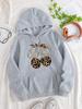 Leopard Cherry Creative Printing Hoodies Women Fleece All-Match Streetwear Y2K Pocket Hoody Autumn Casual Woman Clothing