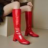 Sexy Damenstiefel Mädchen High Heel Stiefel Plissiertes Lackleder Runde Zehe Reißverschluss Schuhe Übergröße Schuhe